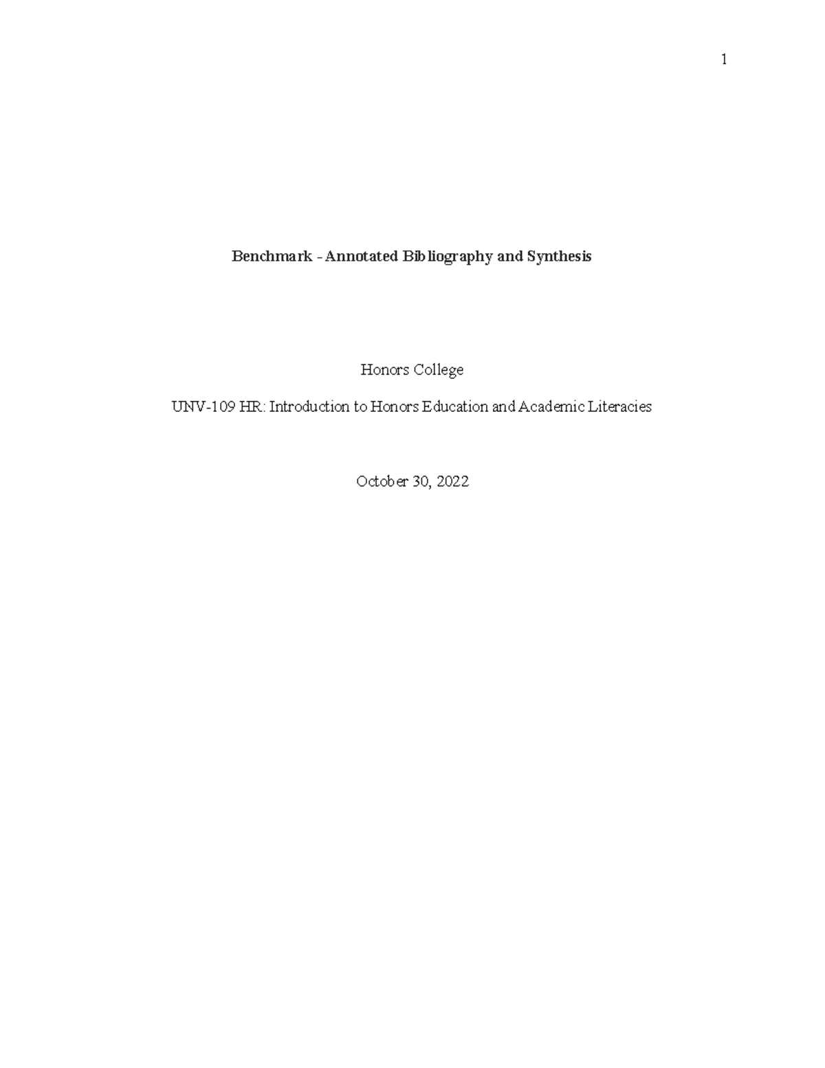 Annotated Bibliography and Synthesis-4 - Benchmark - Annotated