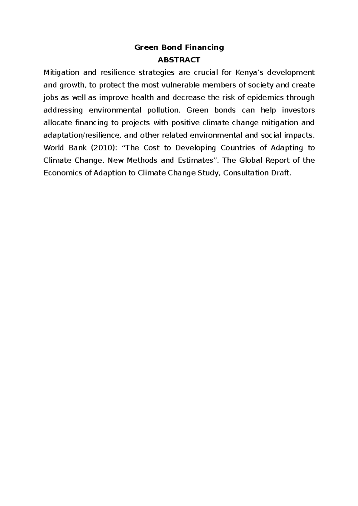 Image showcasing Green Bond Financing - Green Bond Financing ABSTRACT Mitigation and ...
