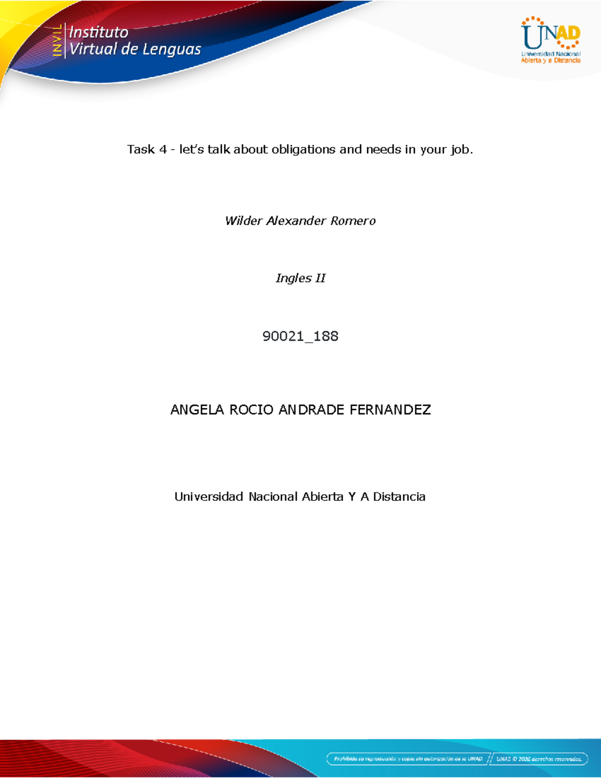 Appendix 2 - Template - Final Task 4 - Talking about your job - Task 4 ...