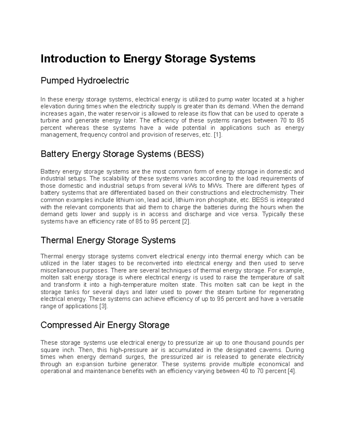 Review of Energy Storage Systems Introduction to Energy Storage