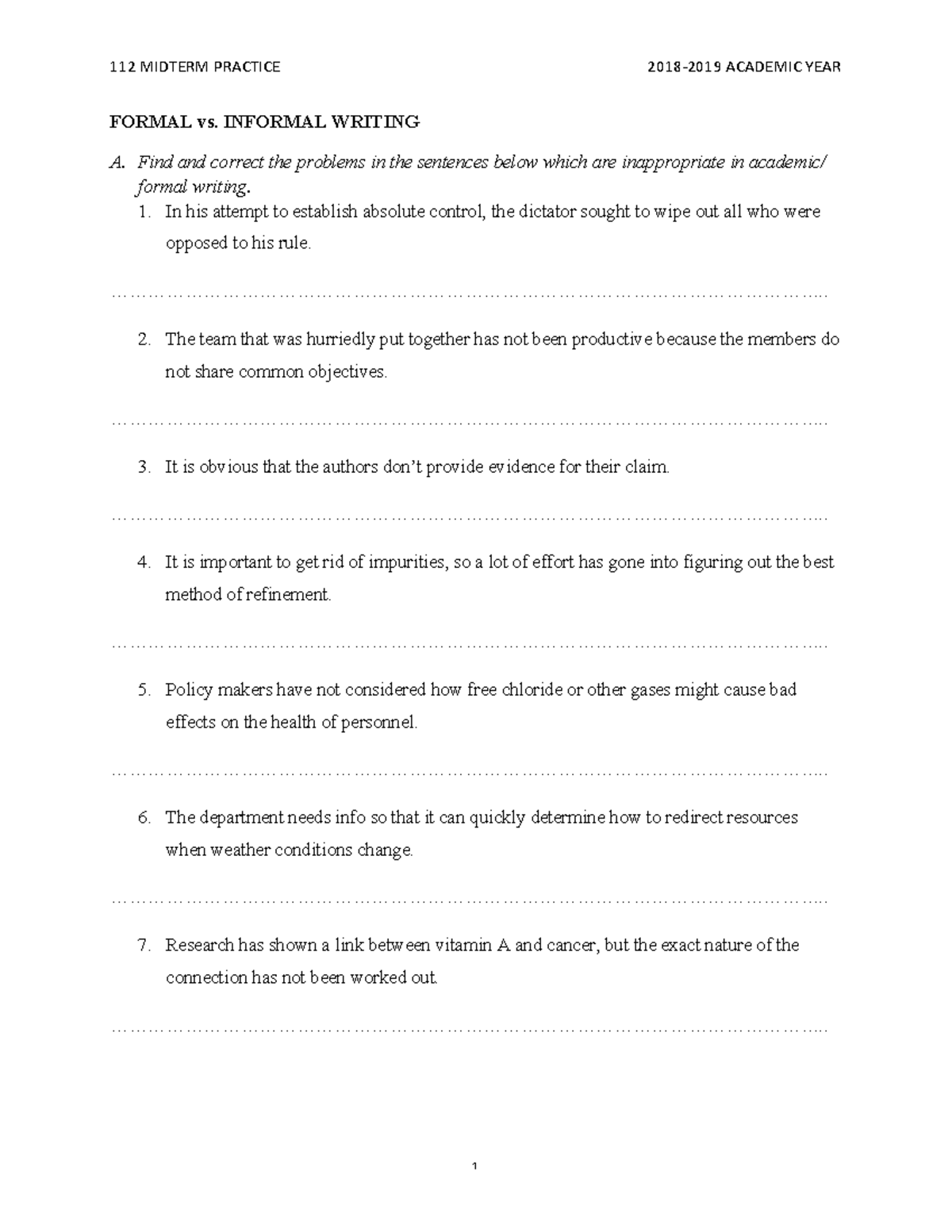 Midterm 15 March 2018, questions and answers - 112 MIDTERM PRACTICE ...