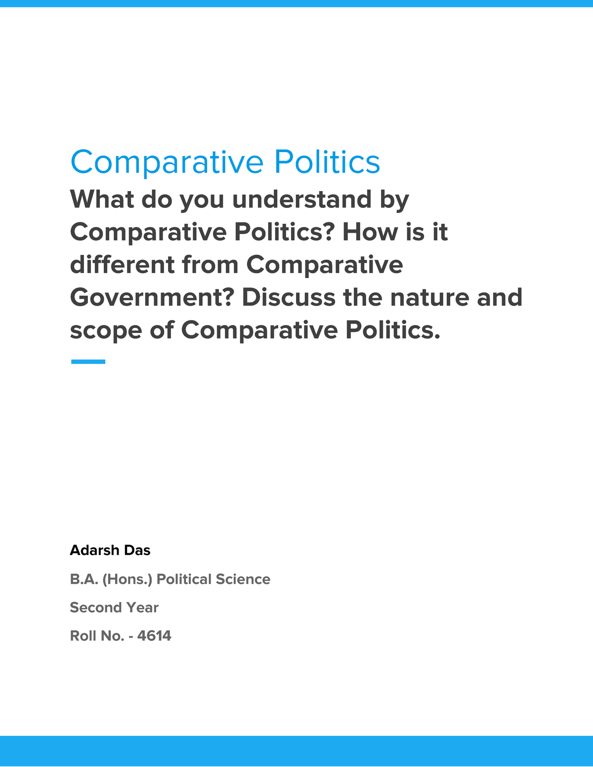 why study comparative politics essay