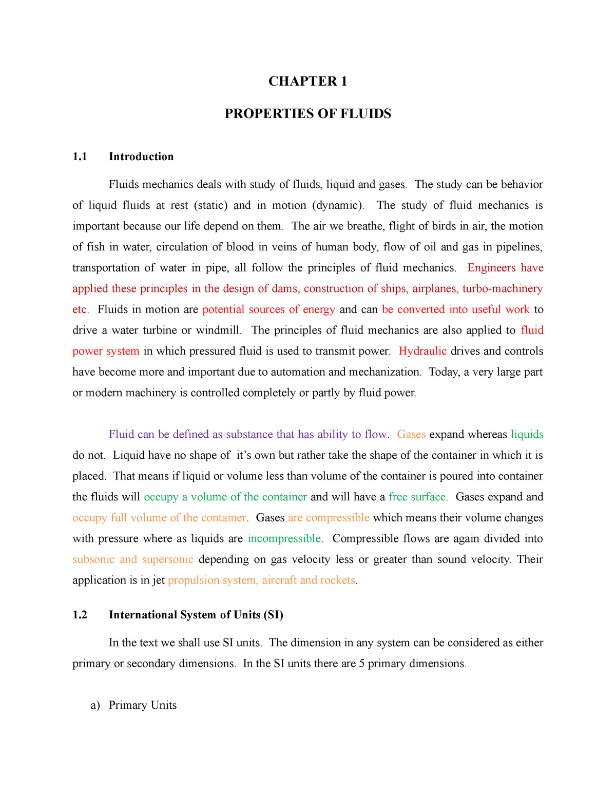 Chapter 1 Properties OF Fluids - CHAPTER 1 PROPERTIES OF FLUIDS 1 ...