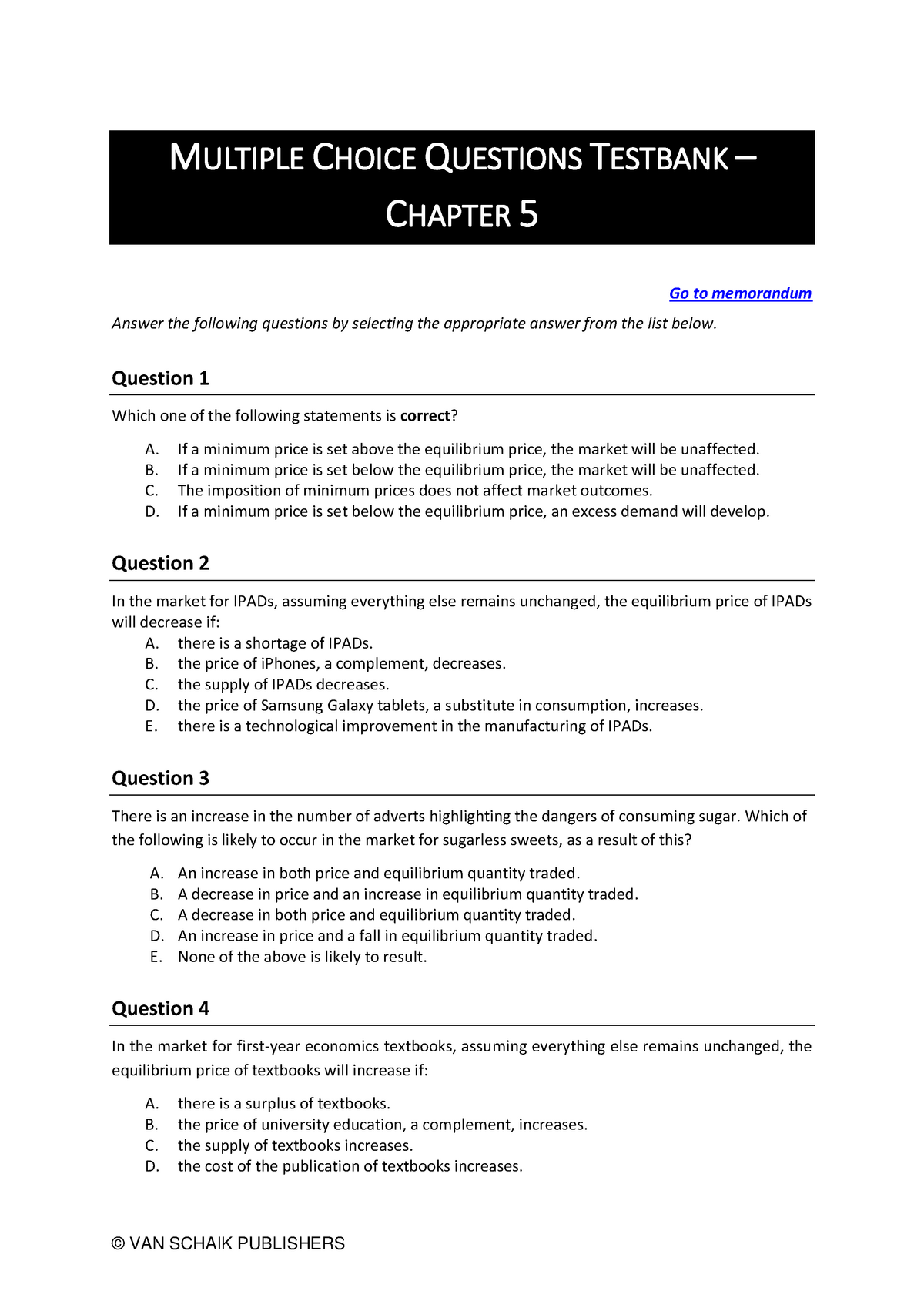 Multiple Choice Questions Testbank Chapter 5 - MULTIPLE CHOICE ...