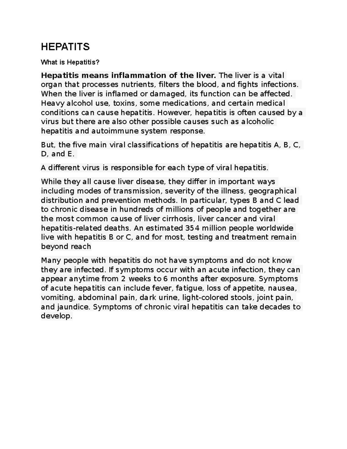 Hepatits Nursing Hepa HEPATITS What is Hepatitis? Hepatitis means