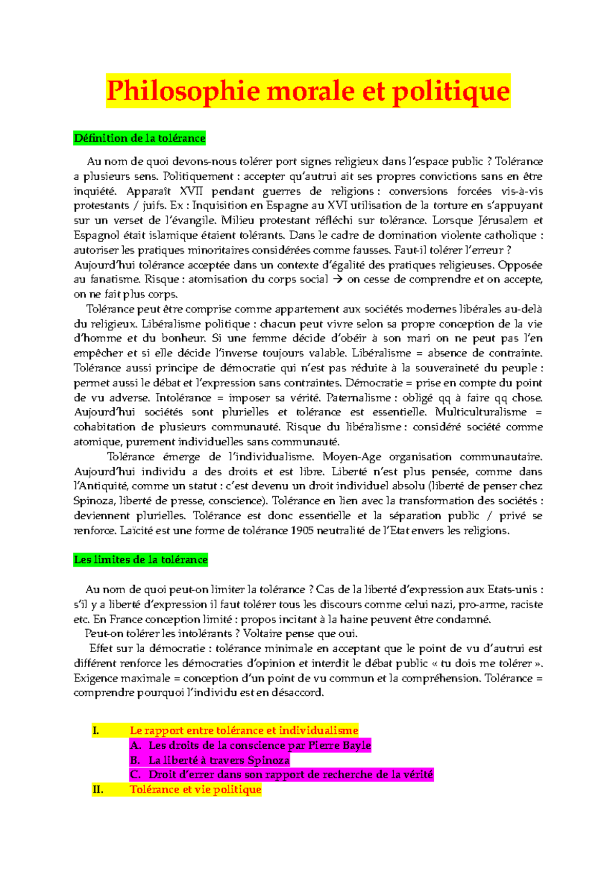 L exigence De La Vérité Est elle Compatible Avec La Tolérance Philosophie morale et politique - Philosophie morale et politique  Définition de la tolérance Au nom - Studocu