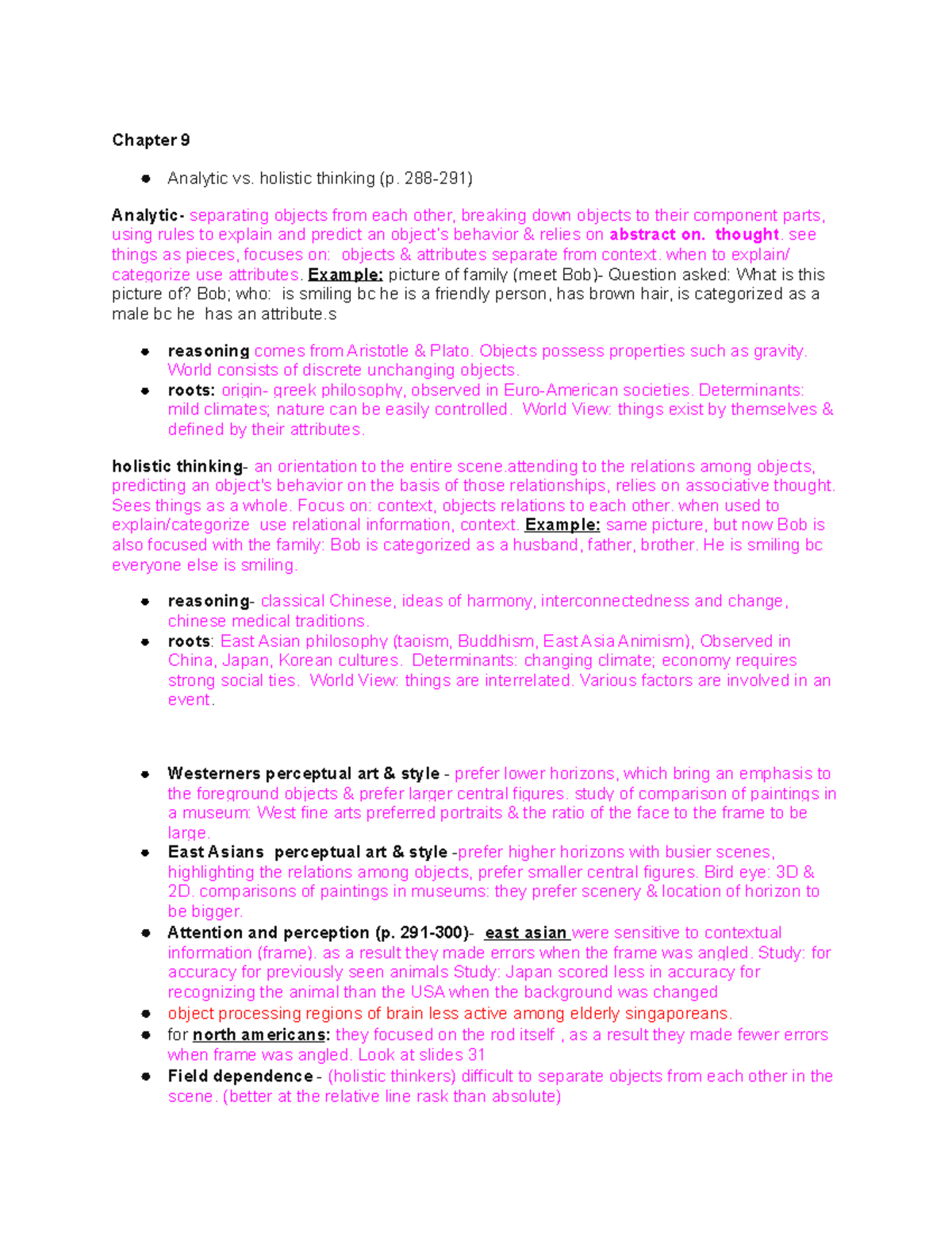 PSY 344 Test #3 Study Guide - Chapter 9 Analytic vs. holistic thinking ...