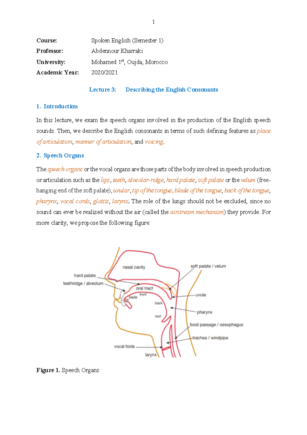 Spoken English S1 Lecture 3 - Course: Spoken English (Semester 1 ...