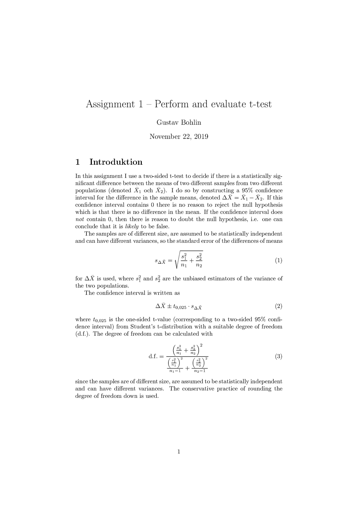 Assignment 1- Perform And Evaluate T-test - Student 4 - Assignment 1 ...