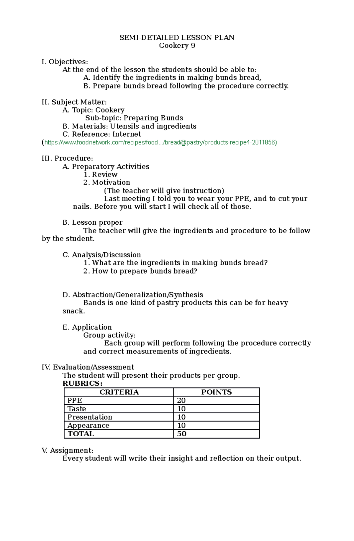 3 SEMI Detailed Lesson Plans IN Bread AND Pastry SEMIDETAILED
