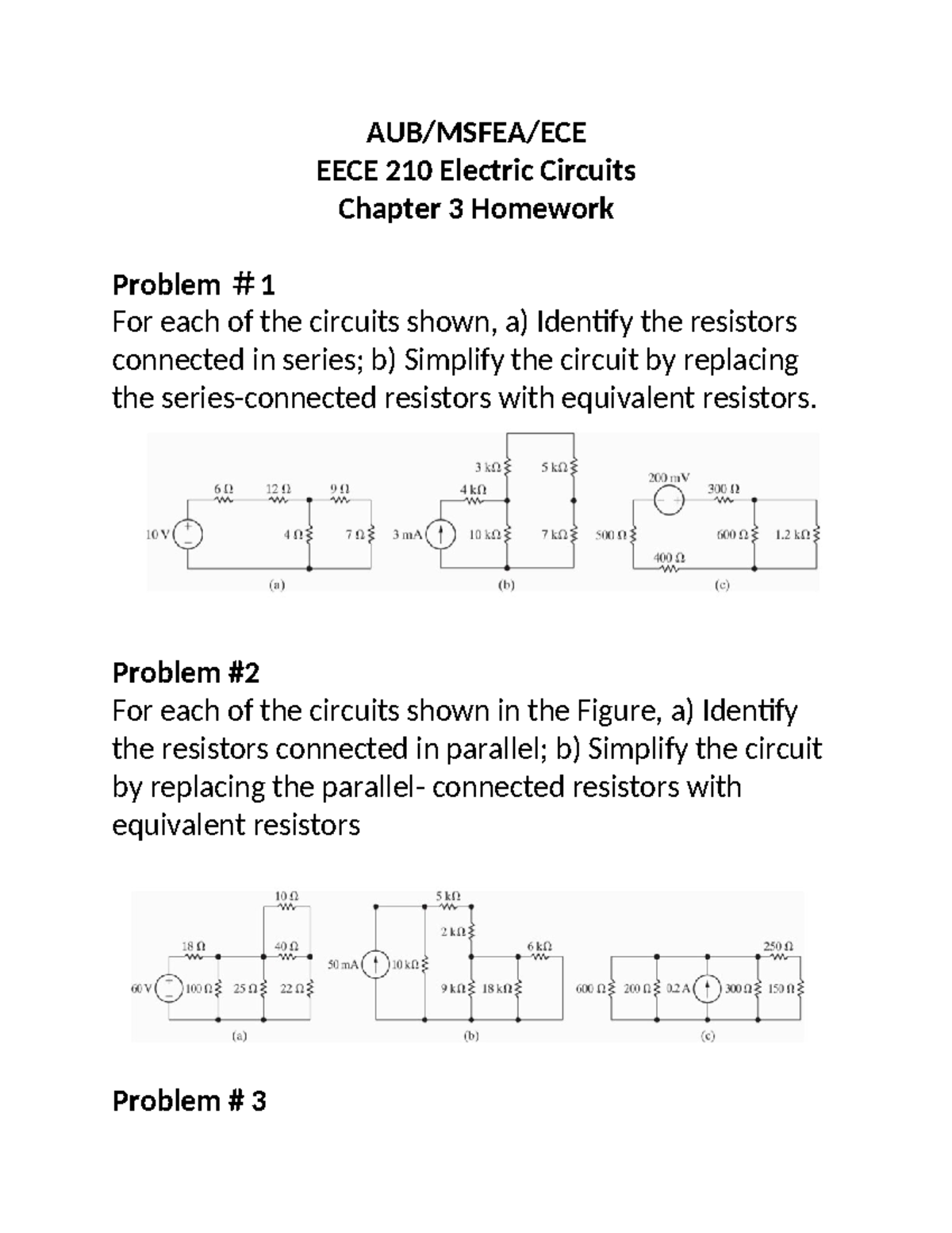 Chapter 3 Homework - Very Useful - AUB/MSFEA/ECE EECE 210 Electric ...