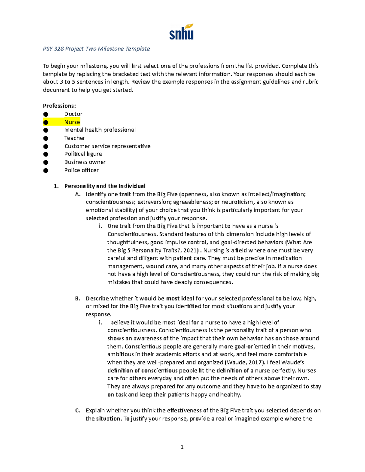 PSY 328 Project Two Milestone 1 - PSY 328 Project Two Milestone ...