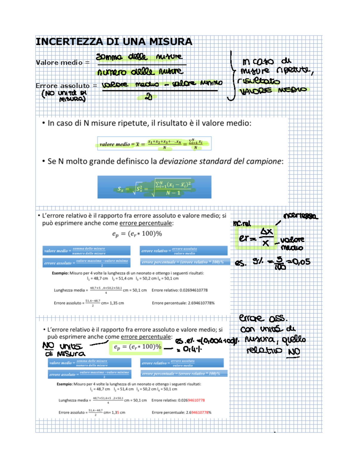 Fisica - INCERTEZZA DI UNA MISURA Valore medio = Errore assoluto ...