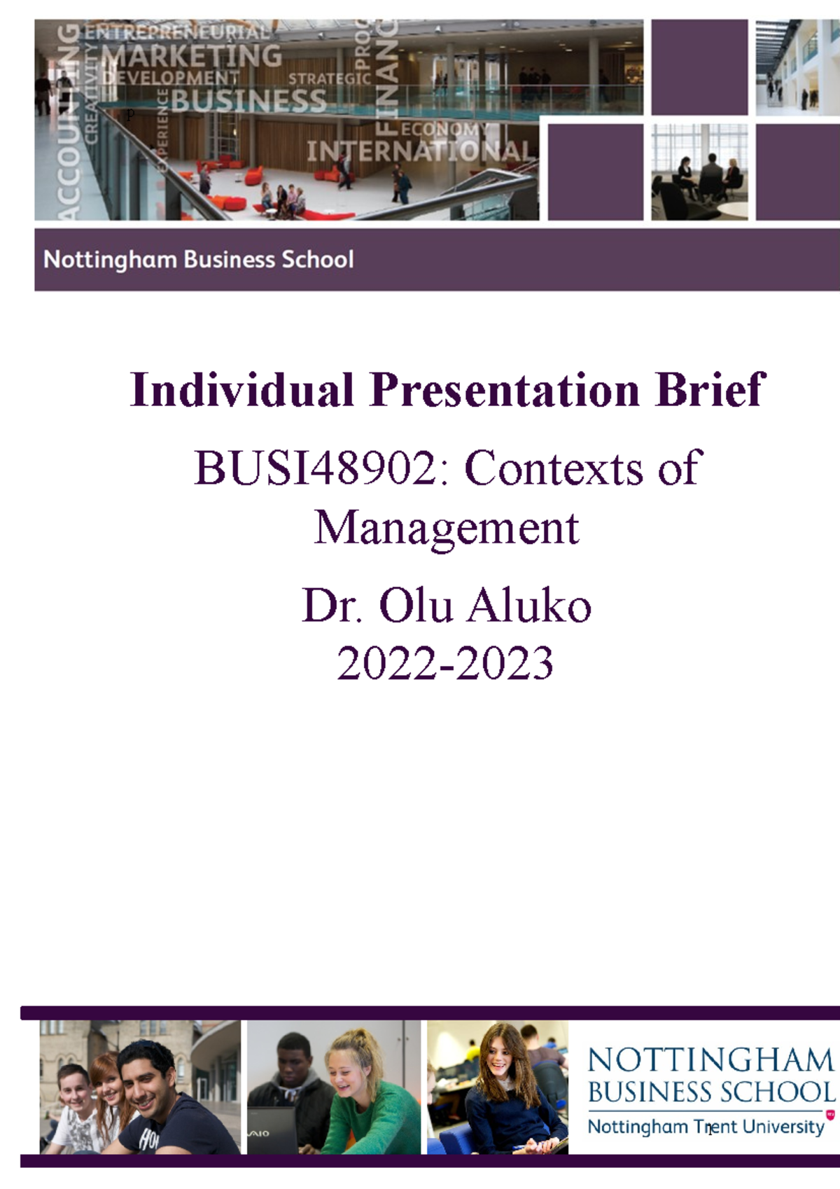 COM 2022 Presentation Brief - p Individual Presentation Brief BUSI48902 ...
