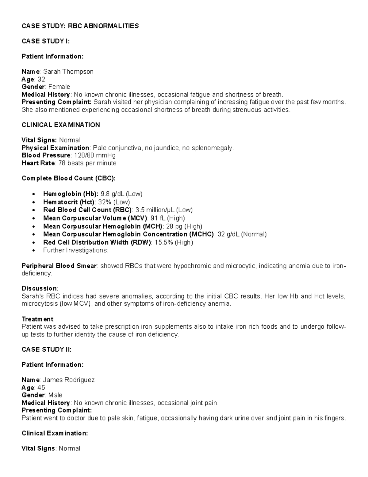 Kkkkkkhhhhhvbgbhjh - CASE STUDY: RBC ABNORMALITIES CASE STUDY I ...