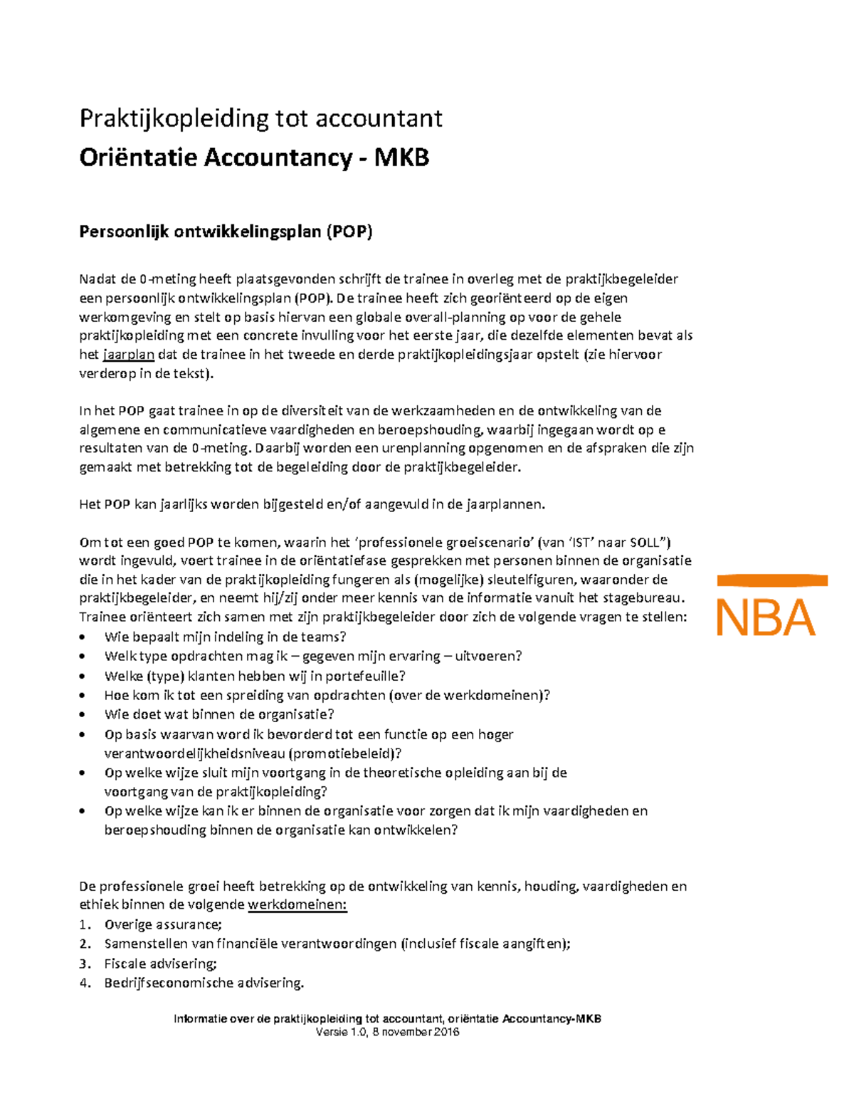 Informatie over het POP - Informatie over de praktijkopleiding tot ...
