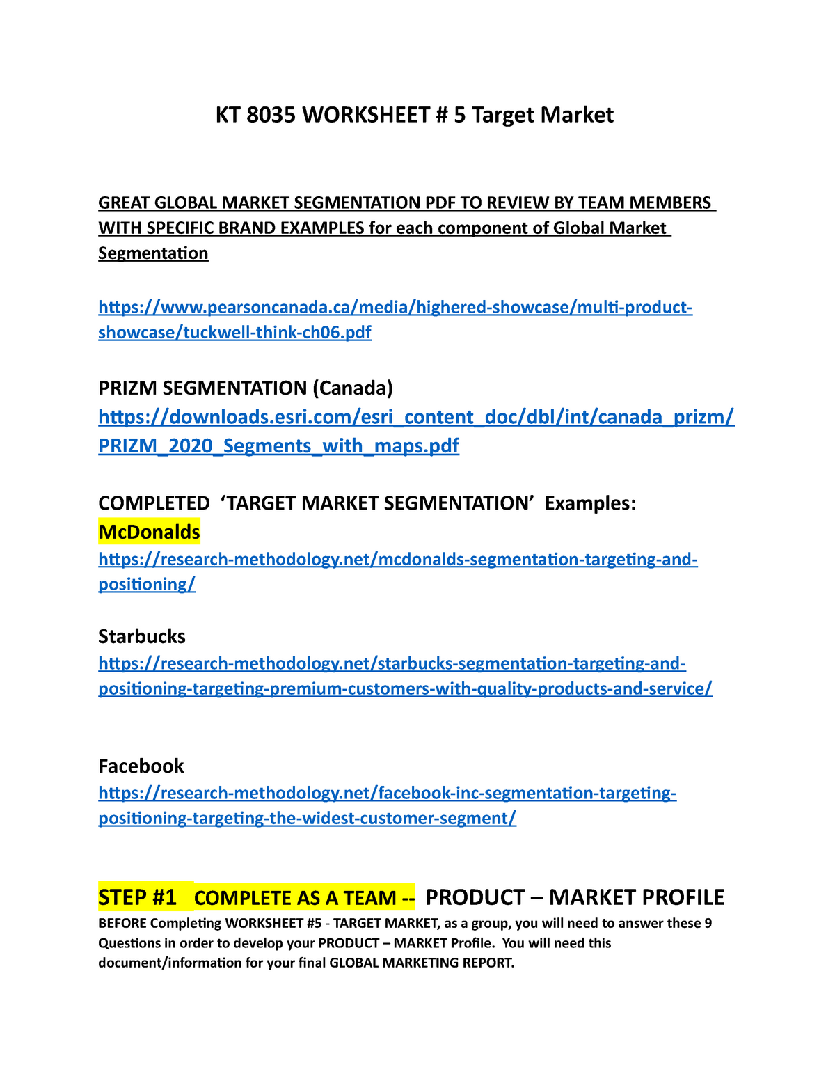 target market profile example
