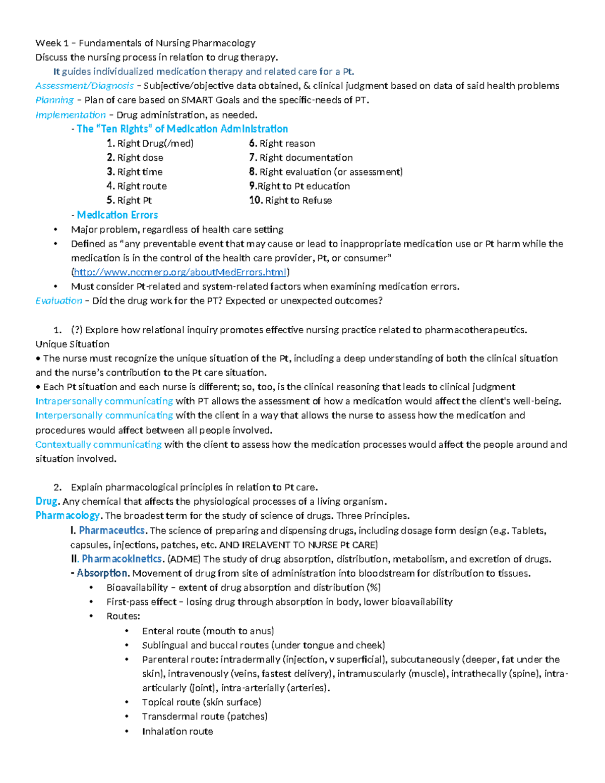 BSc N 2305 Mod 1 - Learning Objectives - Week 1 – Fundamentals of ...