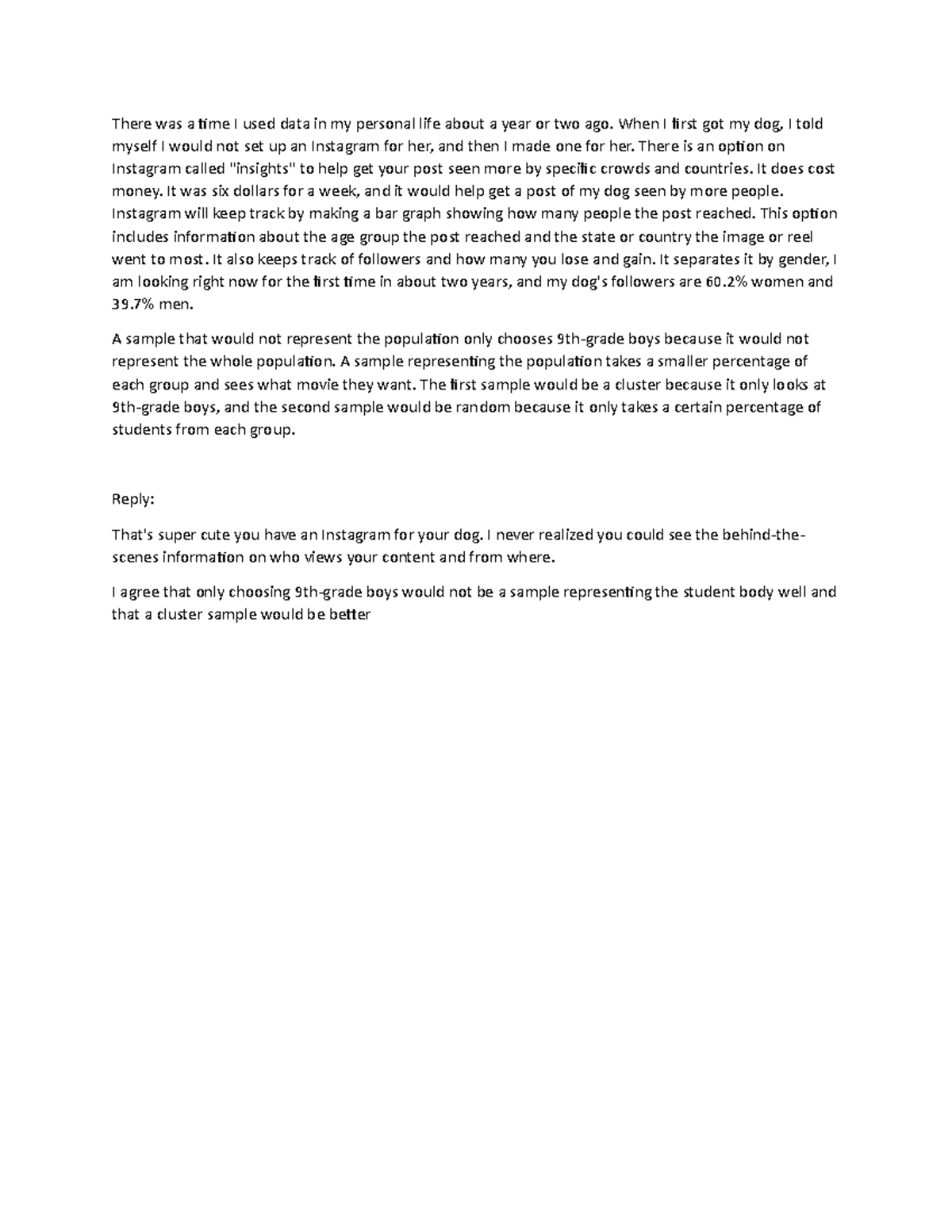 Mat-240 1-1 4 - 1-1 discussion - There was a time I used data in my ...