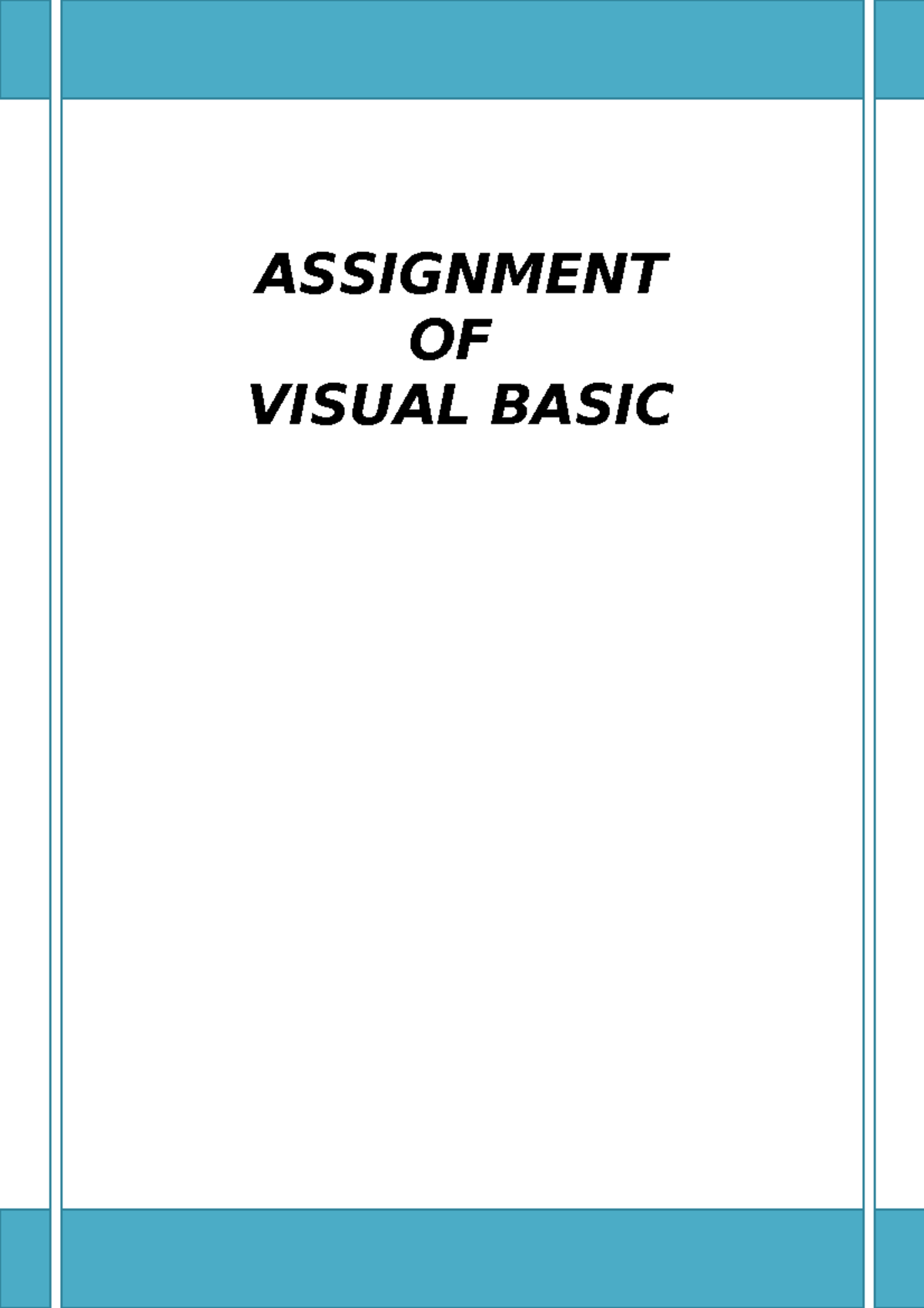 Visual basic file - ASSIGNMENT OF VISUAL BASIC INDEX S NAME T 1. AREA ...