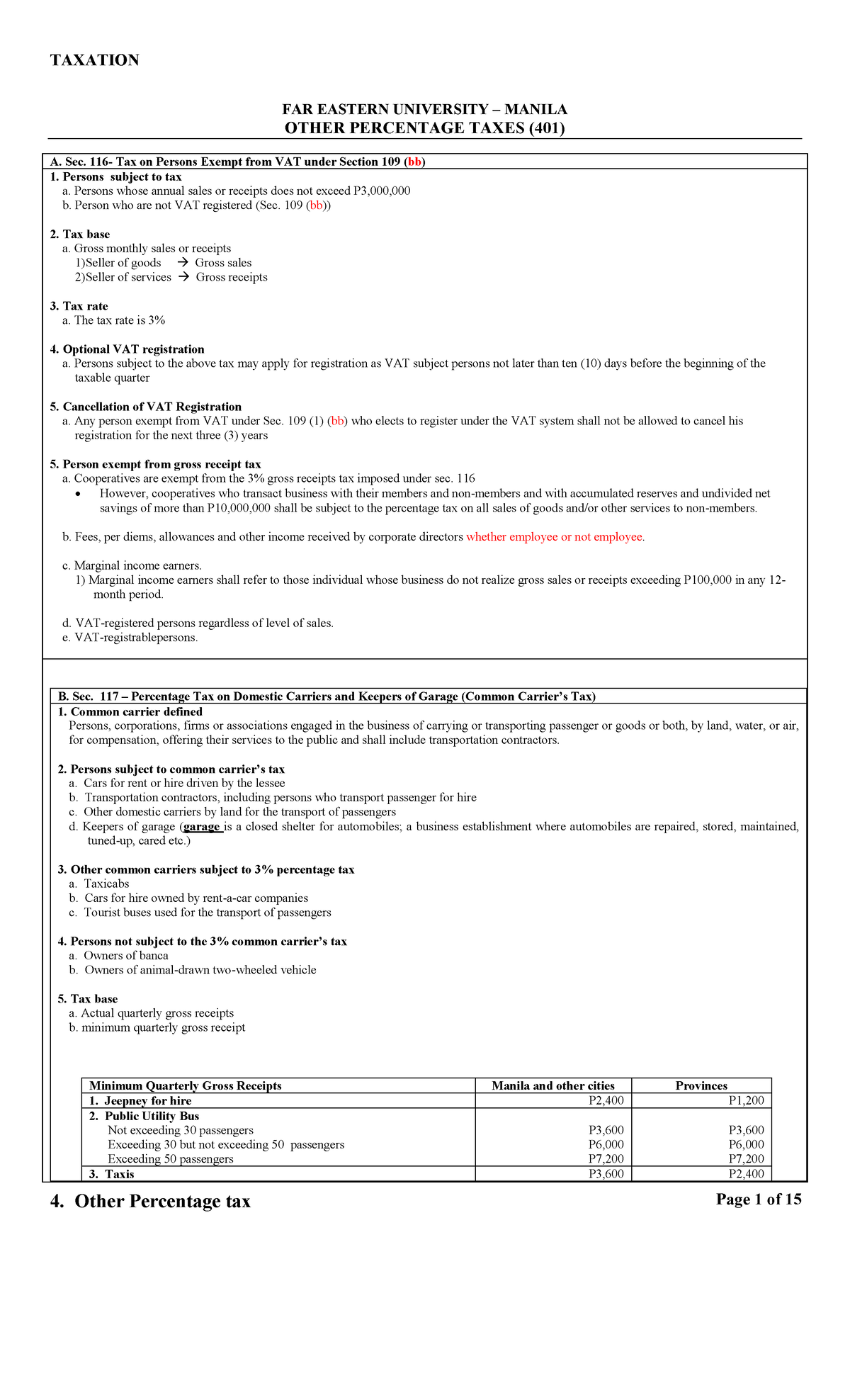 04.1 Other Percentages Taxes - TAXATION 4. Other Percentage tax Page 1 ...