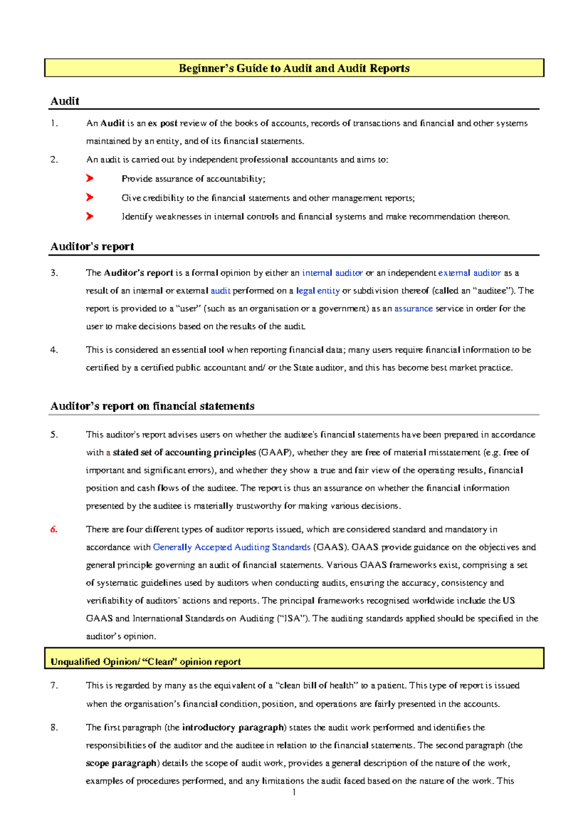 Beginners guide to audit reports - Auditor’s report on financial ...