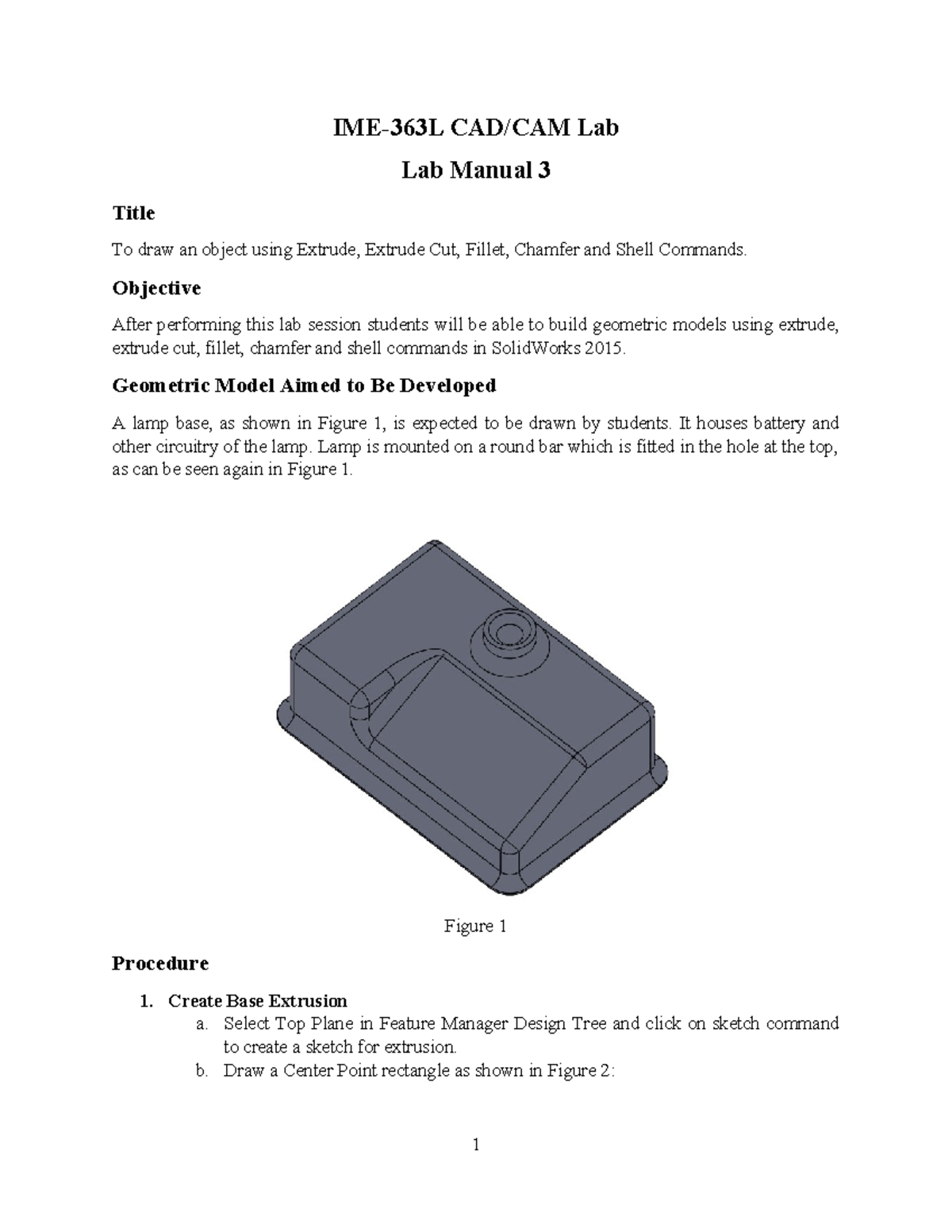 Lab Manual 3 - Very good explanation - IME-363L CAD/CAM Lab Lab Manual ...