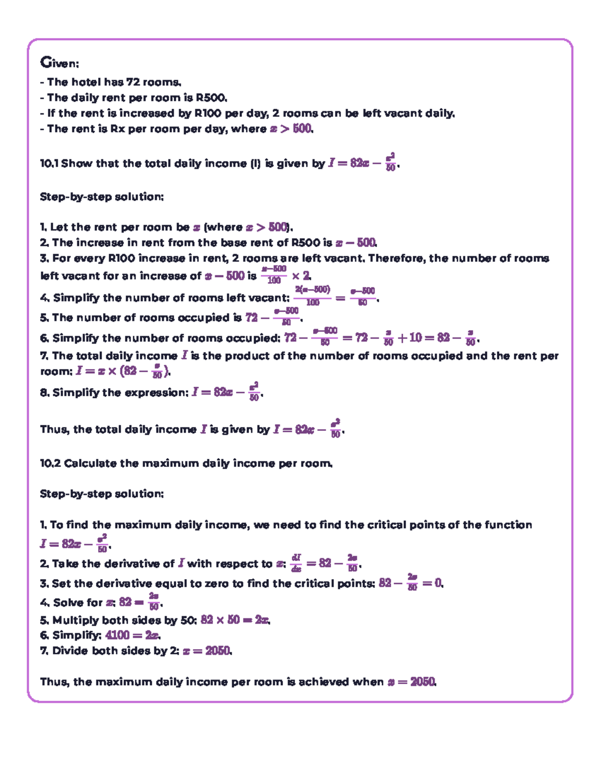 Math Problem Solver Assignment GPT AI - Given: - The hotel has 72 rooms ...