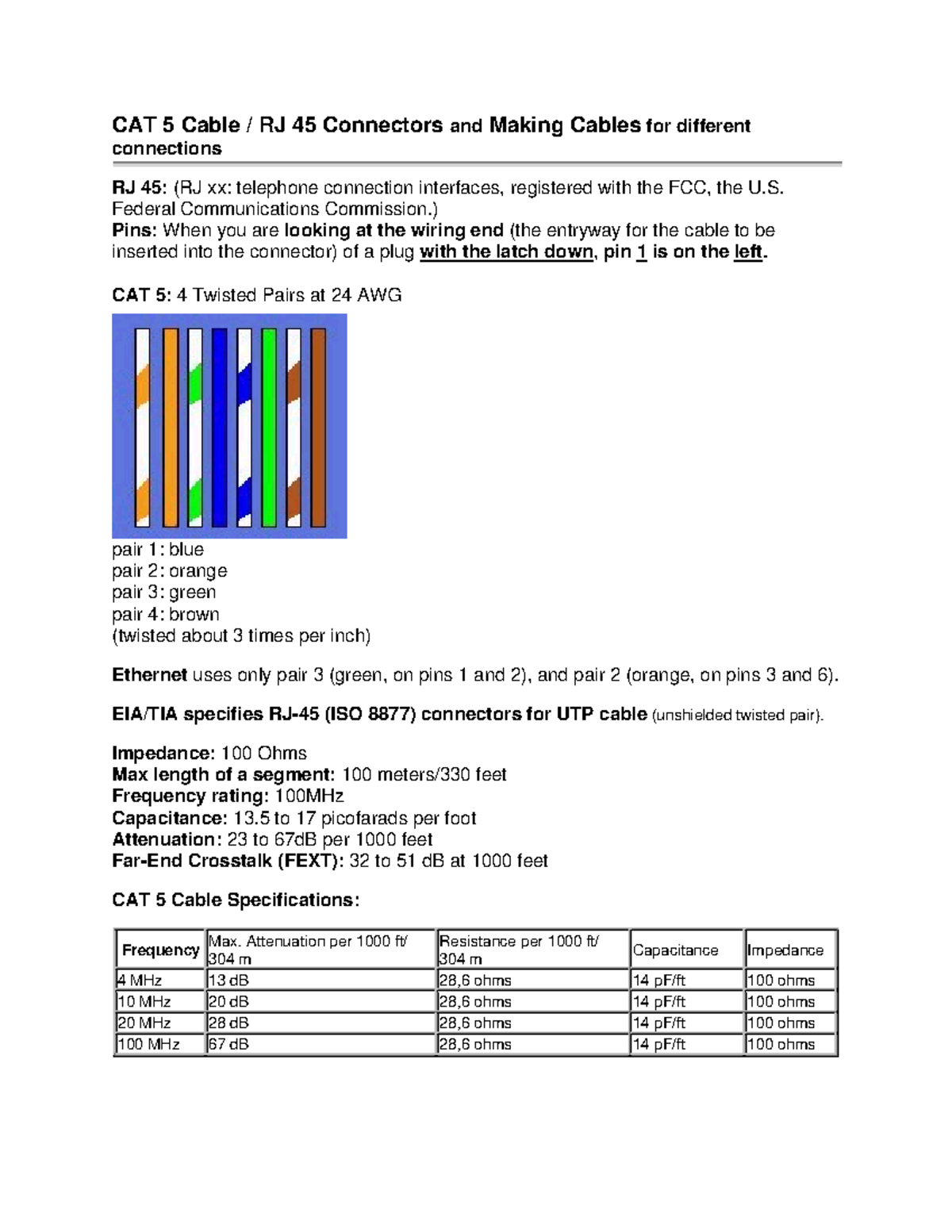 How to make a CAT5 Cable CAT 5 Cable / RJ 45 Connectors and Making