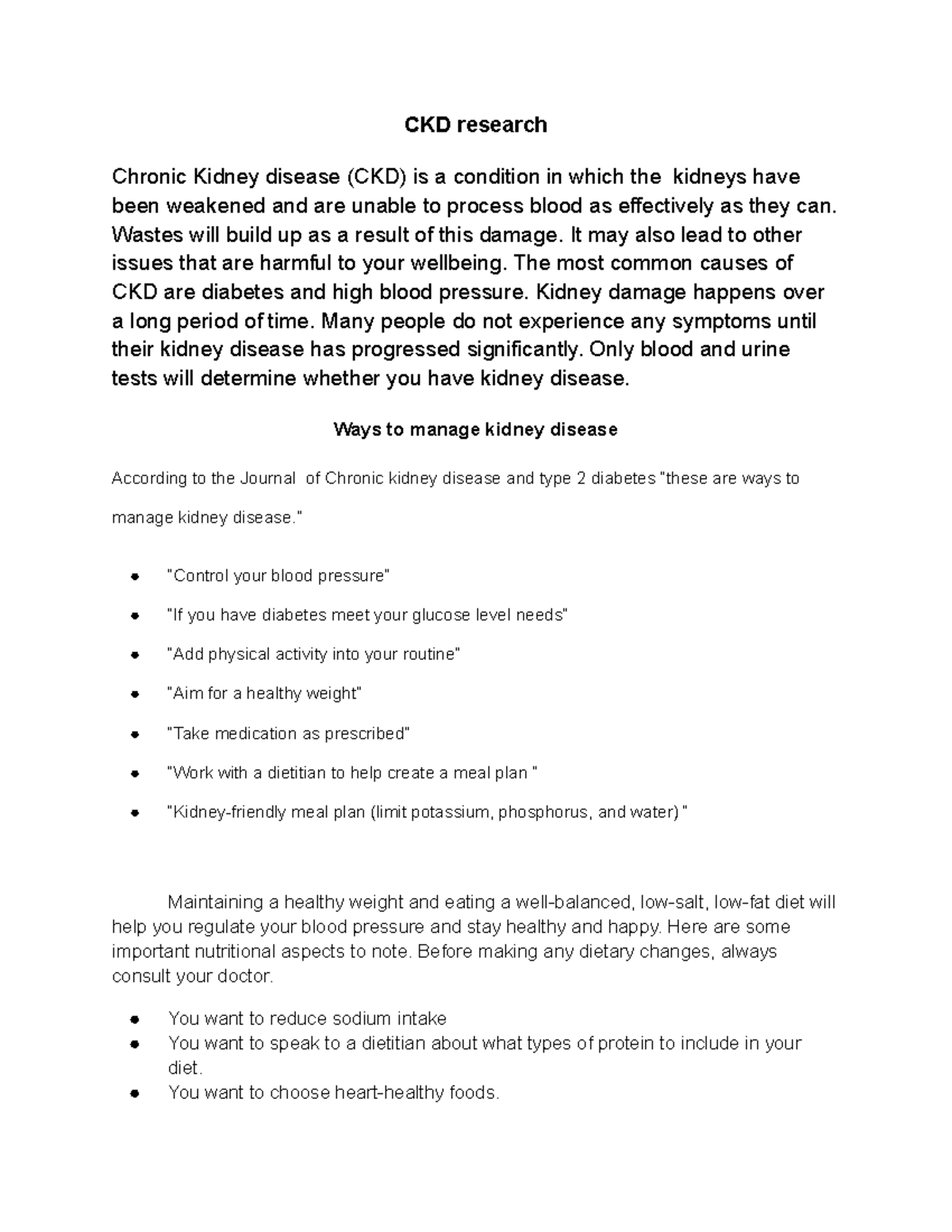 kidney disease research paper