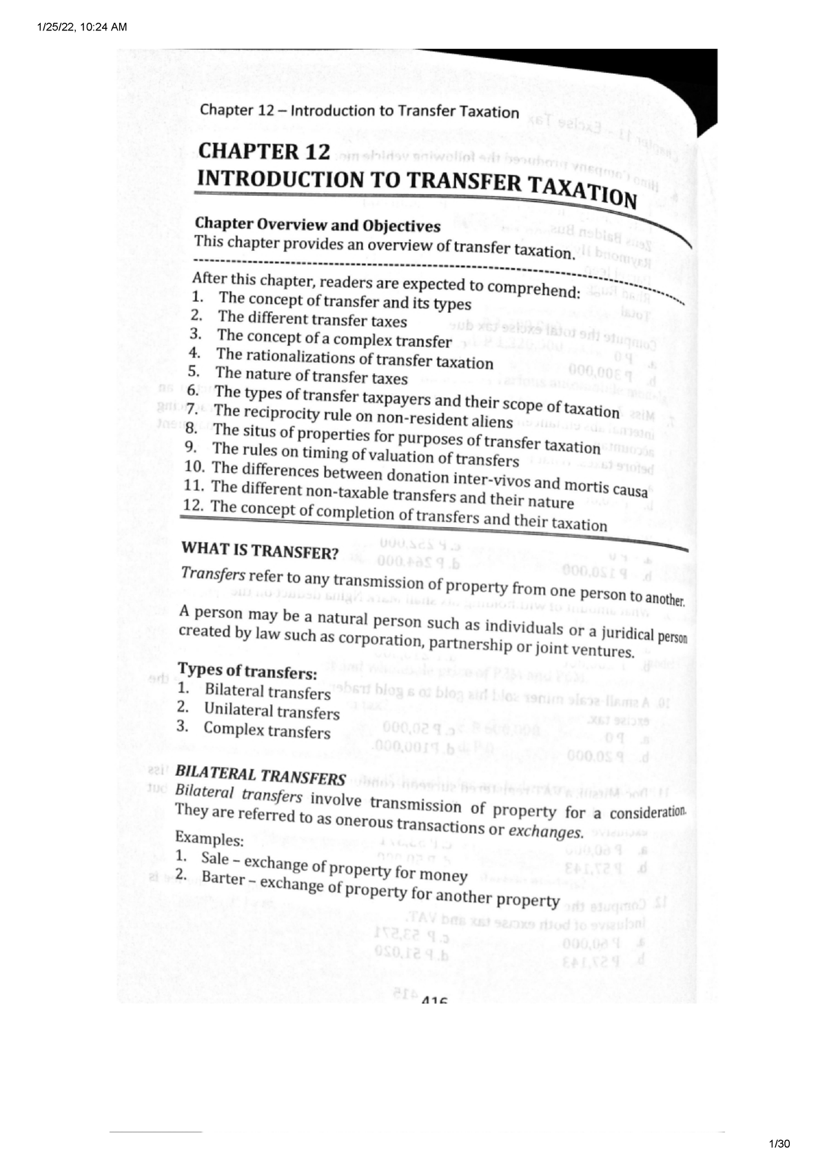 Business Taxation 2 - Chapter 12 - Introduction To Transfer Taxa T Ion ...