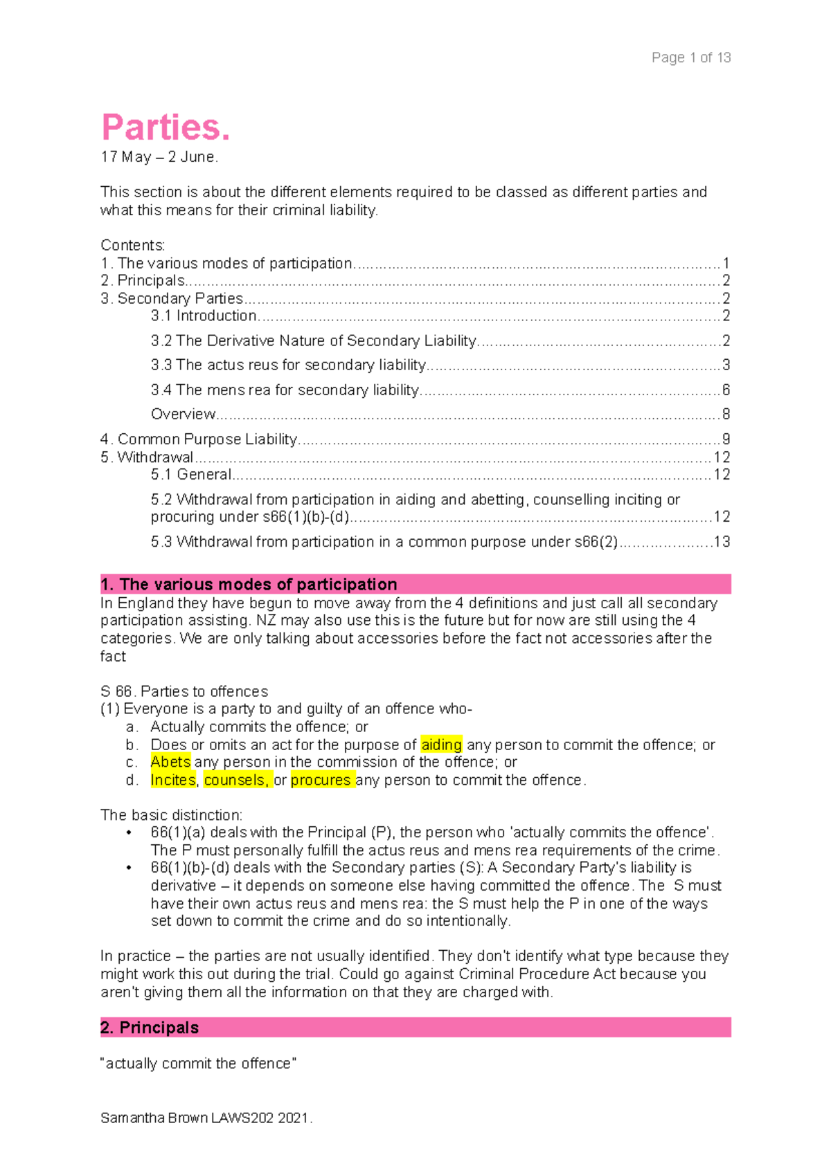 Parties Notes - Parties. 17 May – 2 June. This section is about the ...