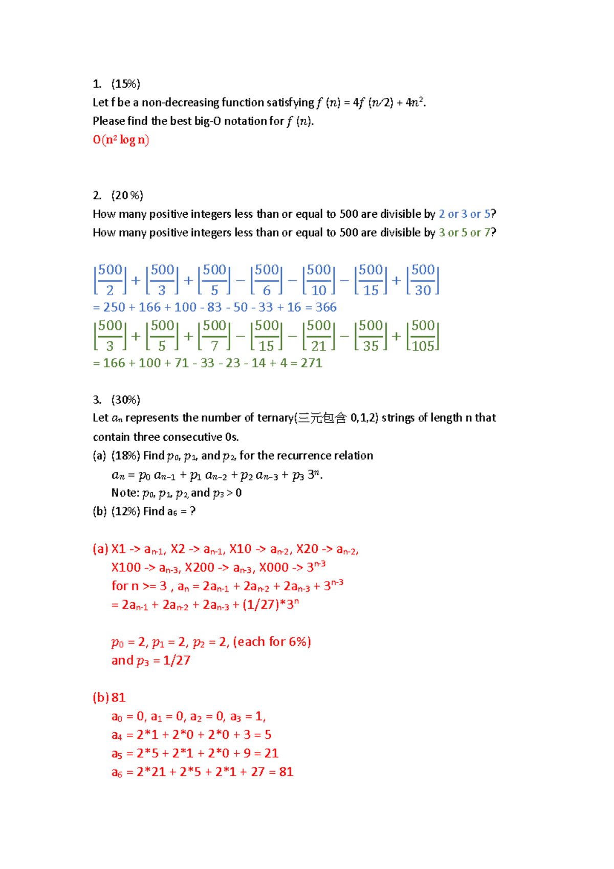 Quiz 6 - look - 1. ( 15 %) Let f be a non-decreasing function ...