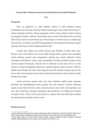 Jenayah Siber - PENULISAN ARTIKEL - Bahasa Melayu Undang-Undang 1 