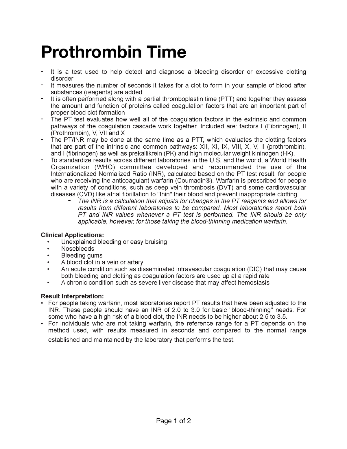 prothrombin-time-lecture-notes-1-medical-laboratory-scientist-studocu