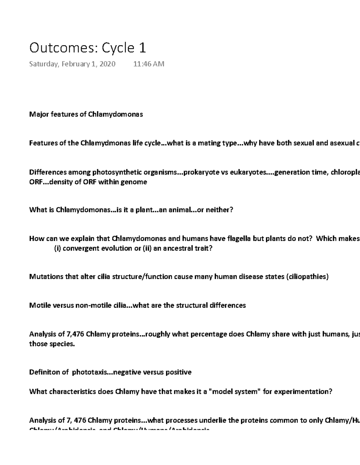 Outcomes Cycle 1 - Outcome Prompts without Answers - Warning: TT ...