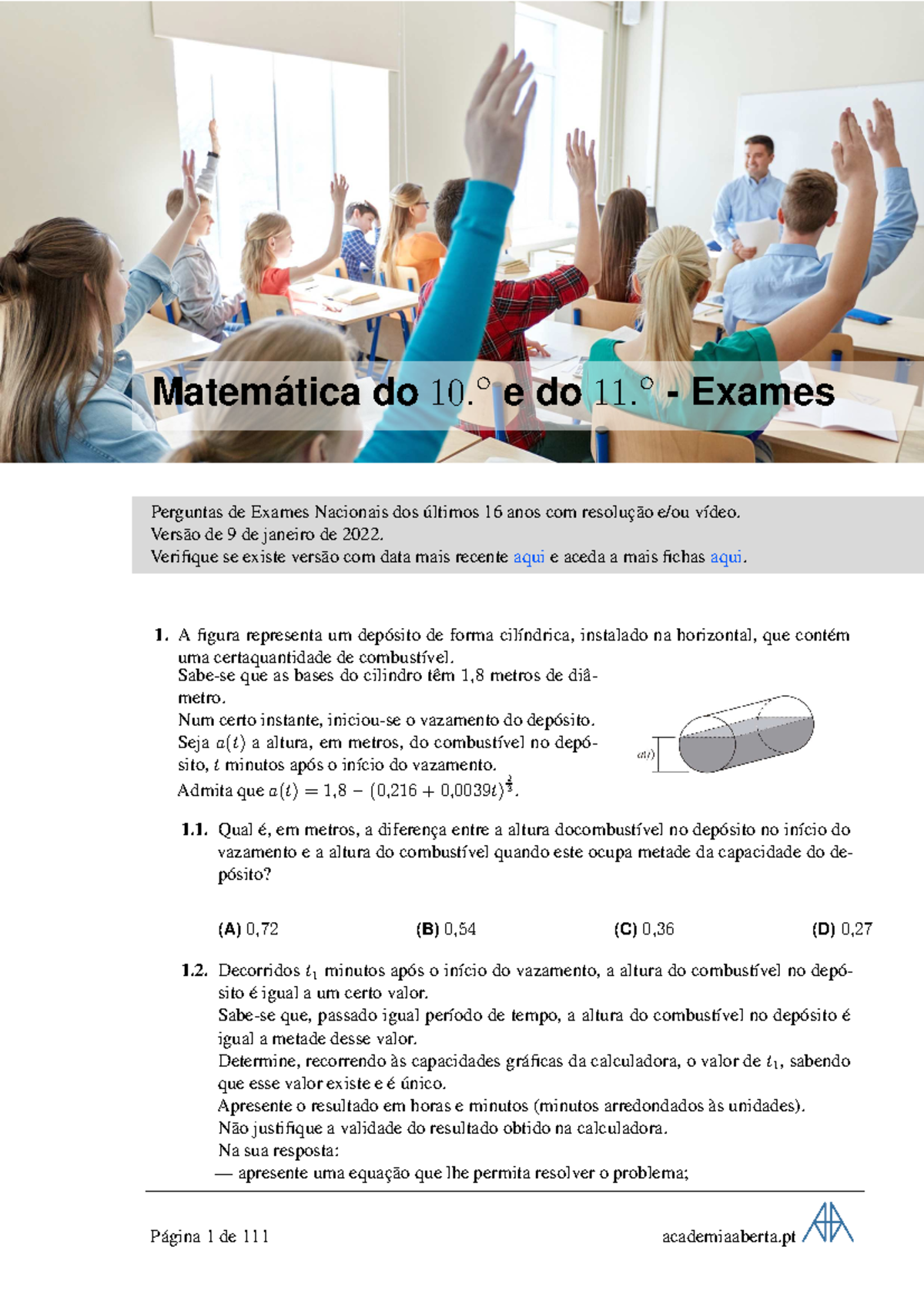 Mat1011exames - Matematica A 11 ano Exames 10 e 11 ao preparação - 1 ...