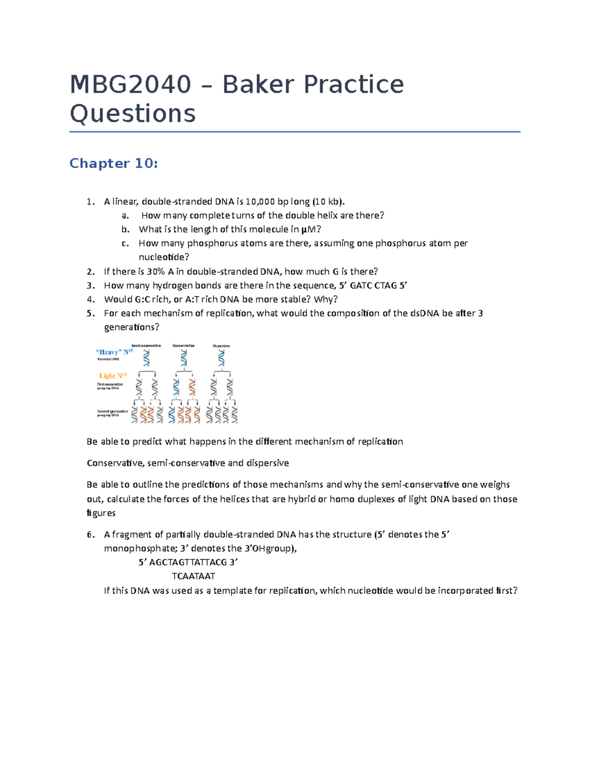F18 MBG2040 Final (Baker) Practice Questions MBG2040 Baker Practice Questions Chapter 10 1