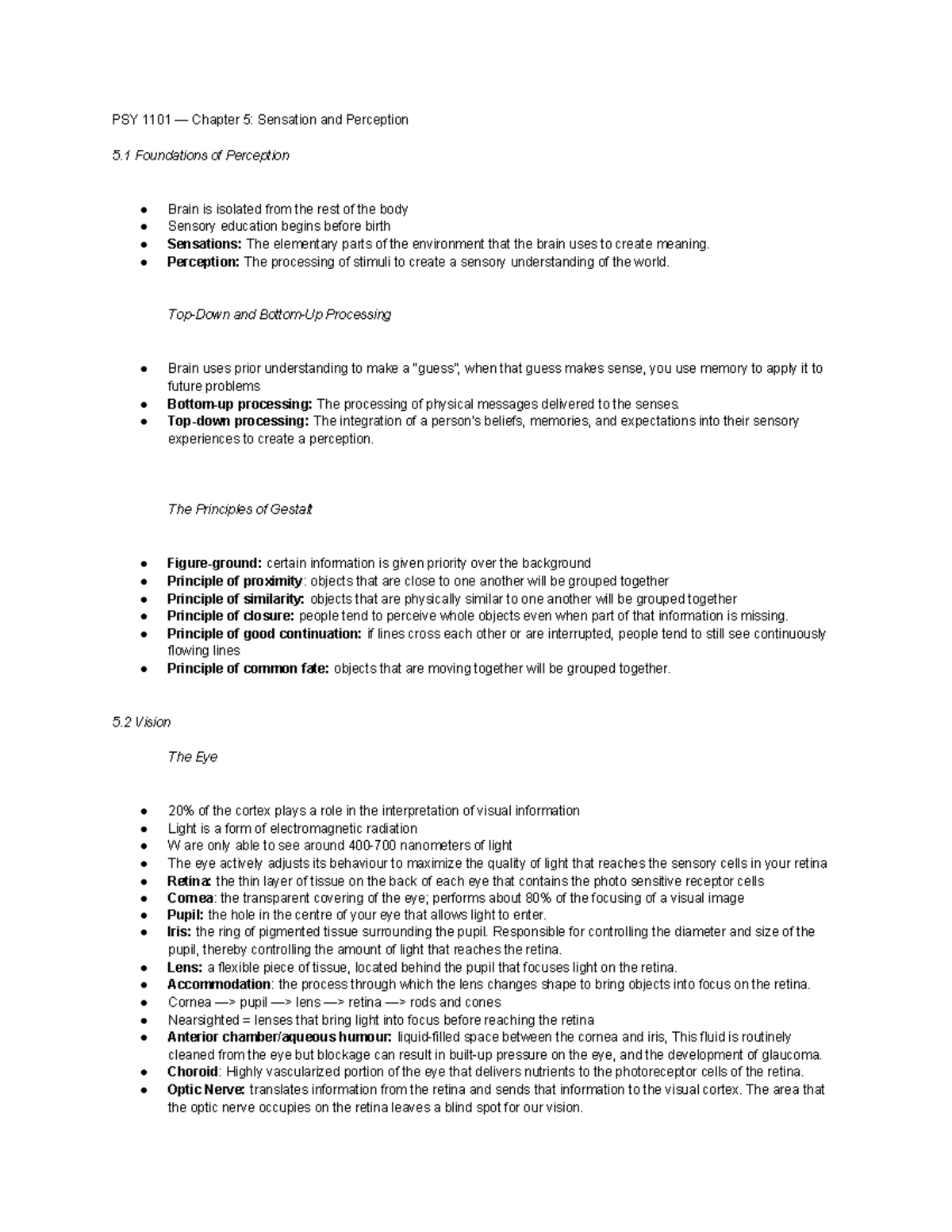 Chapter 5 Sensation And Perception - PSY 1101 — Chapter 5: Sensation ...