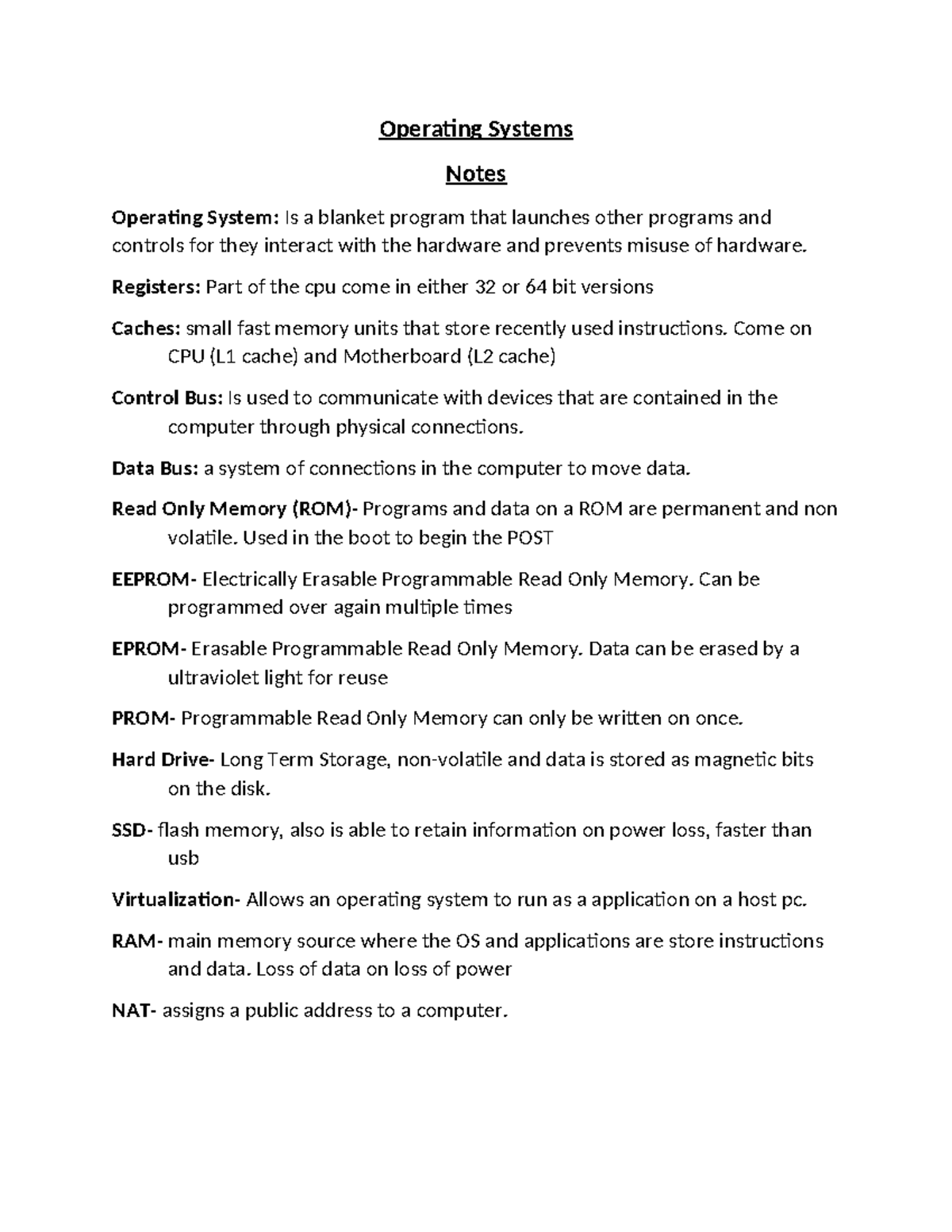 Operating Systems Study Notes - Operating Systems Notes Operating ...