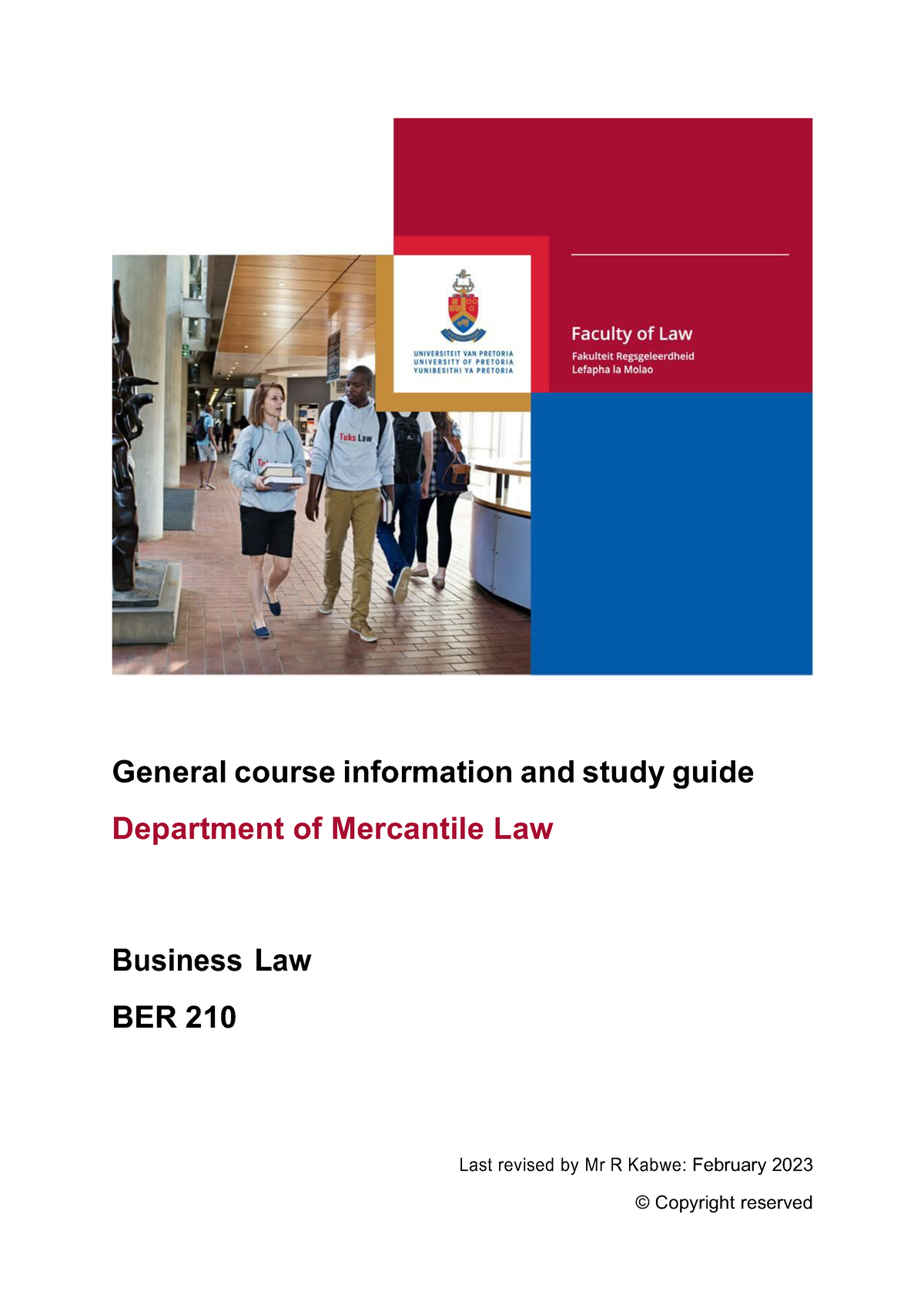 BER 210 Study Guide 2023 3 - General Course Information And Study Guide ...