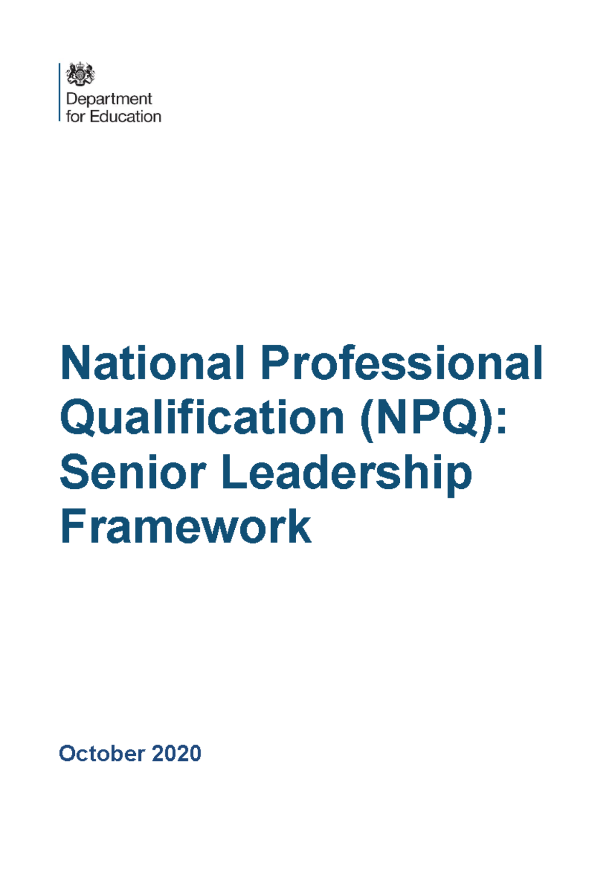 NPQ Senior Leadership Final Ref - National Professional Qualification ...