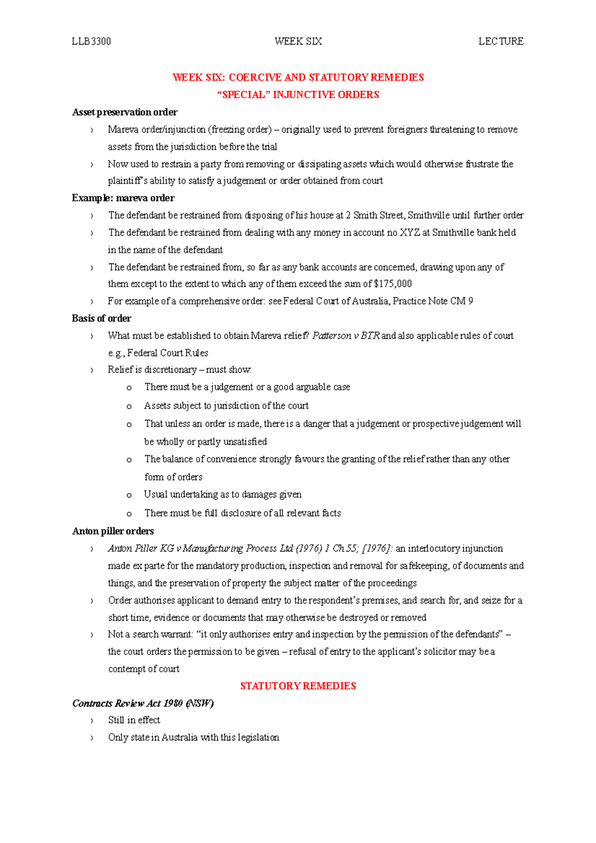 LLB3300 week six lecture LLB3300 WEEK SIX LECTURE WEEK SIX COERCIVE