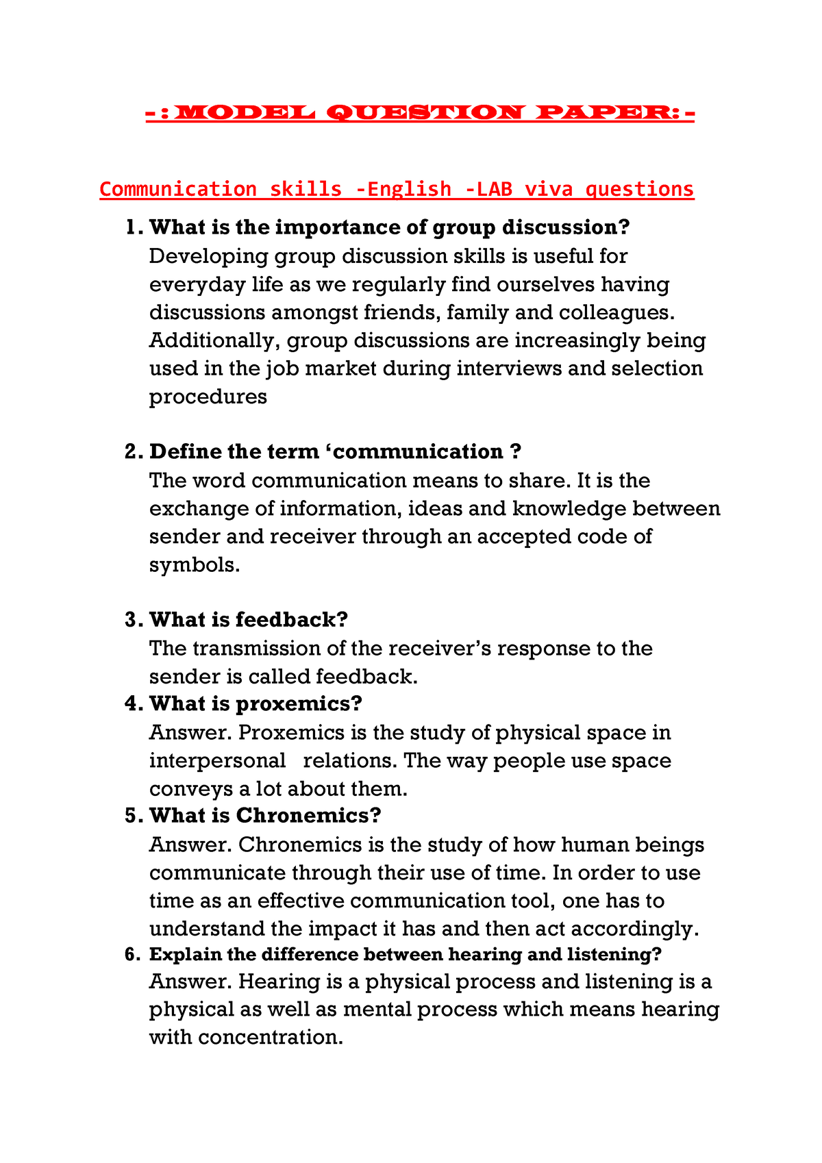 Mcq questions for communication skills course  PDF