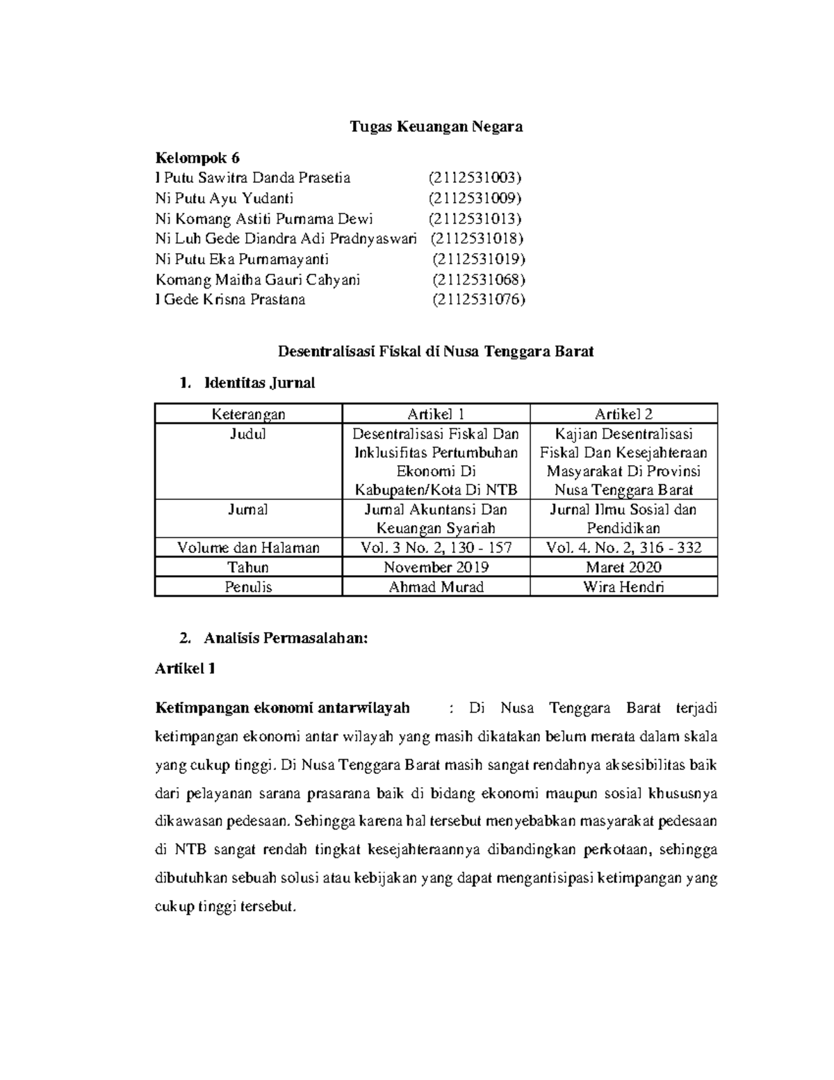 Analisis Jurnal Keuangan Negara Kelompok 6 - Tugas Keuangan Negara ...