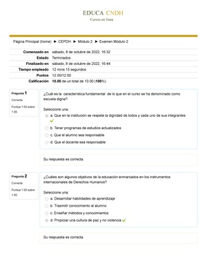 Examen Módulo 2 - Convivencia Escolar Curso De La Cndh - EDUCA CNDH ...