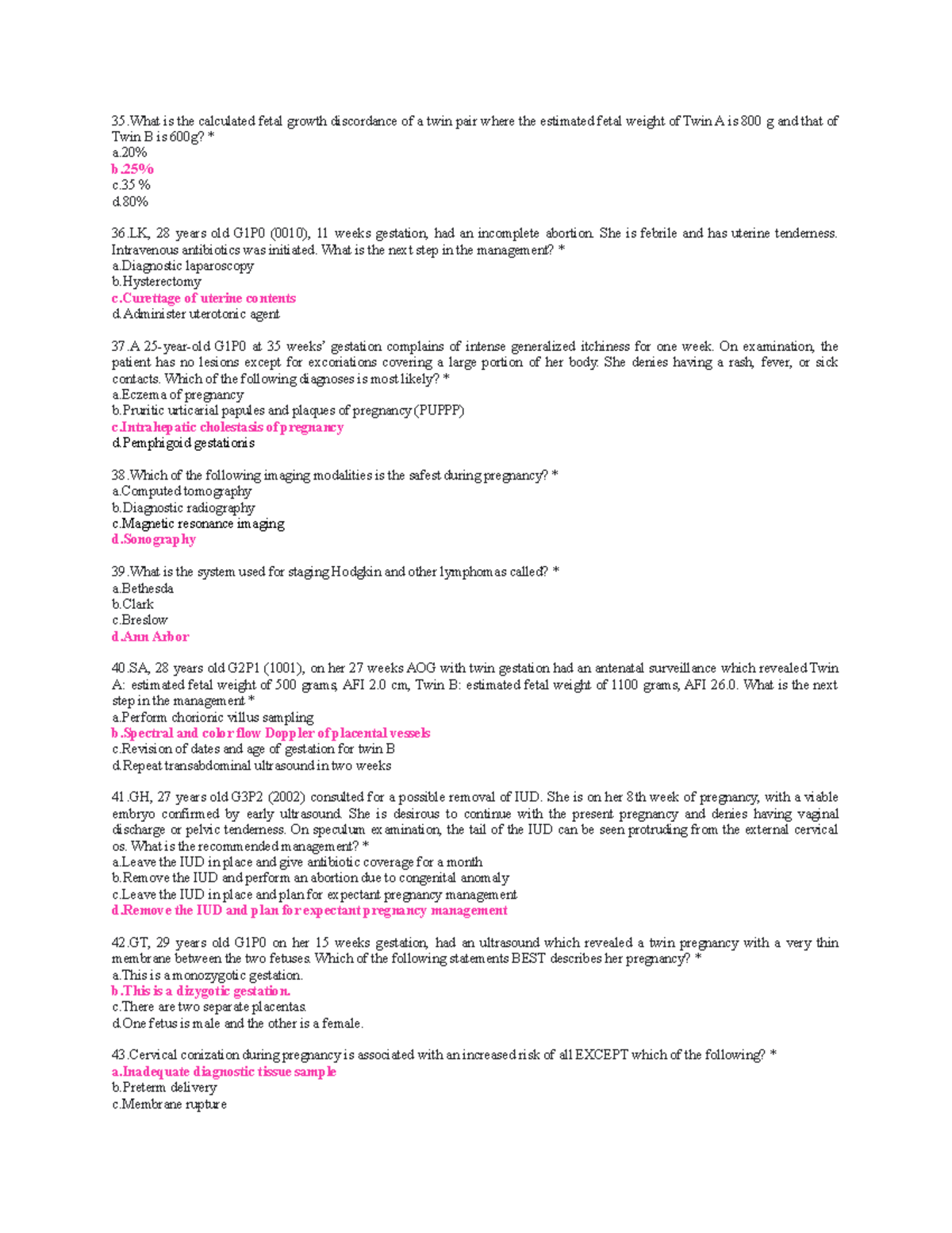 Principle of surgery exam part 1 - 35 is the calculated fetal growth ...