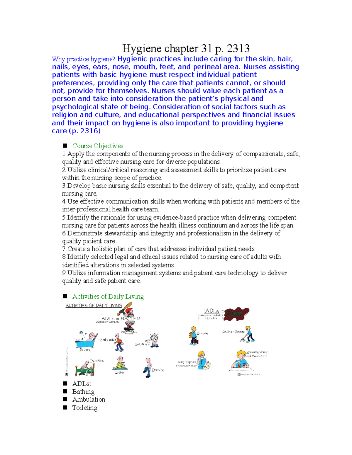 Hygiene Review - Hygiene Chapter 31 P. 2313 Why Practice Hygiene ...