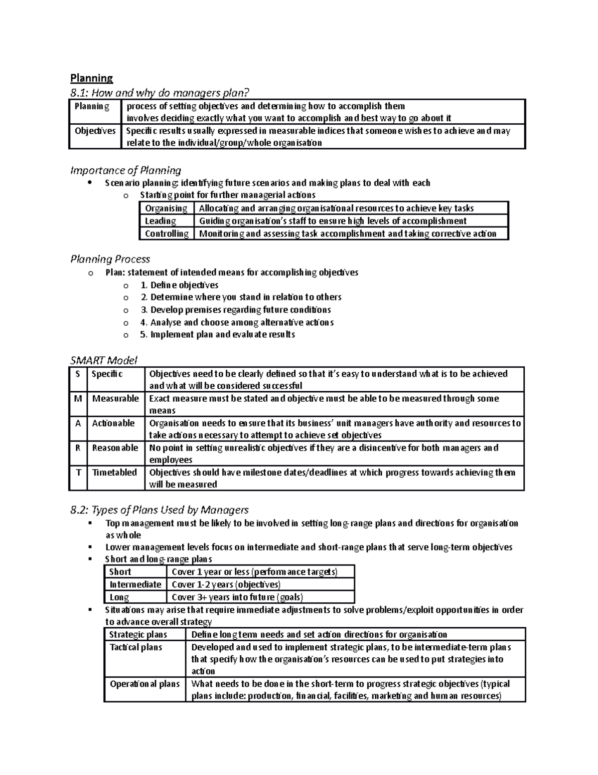 Lecture 7 - Planning - Planning 8: How and why do managers plan ...