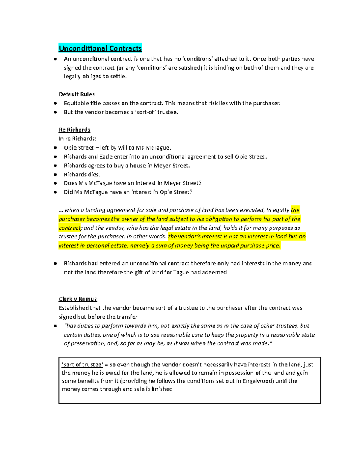 Buying and Selling Land - Google Docs - Uncondional Contracts An ...